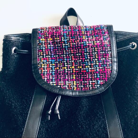 Walt Disney World Boucle Mouse Ears Backpack Pink Black Tweed Rhinestone Bow - Picture 4 of 11